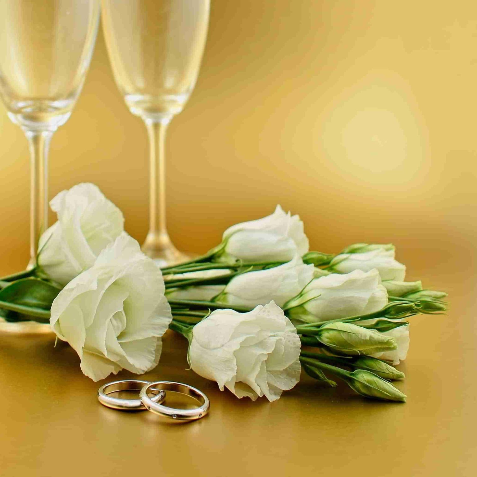 Wedding bouquet and rings